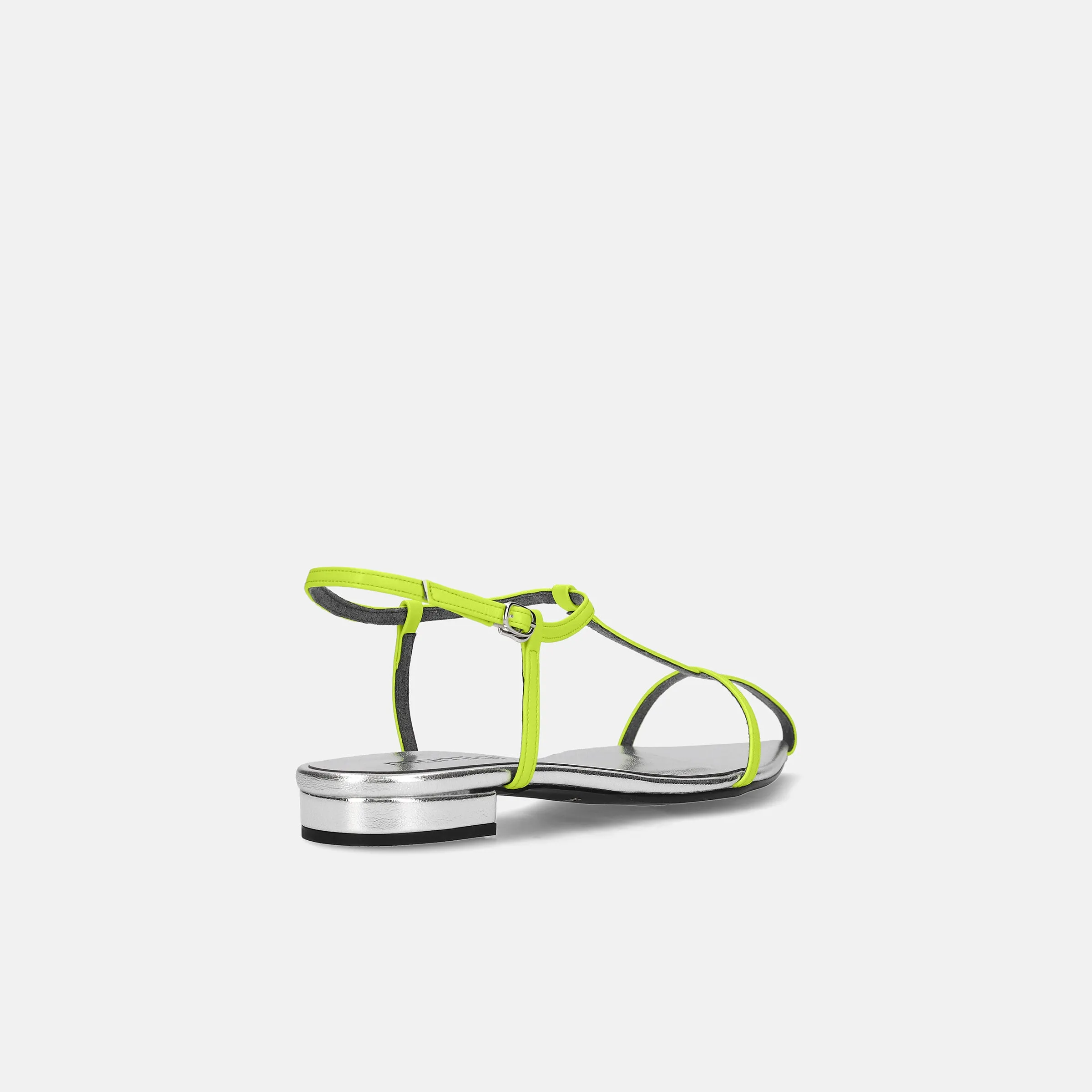 15%OFF: 2024SS: T-Strap Pointed Flat Sandals (m17001) Lime