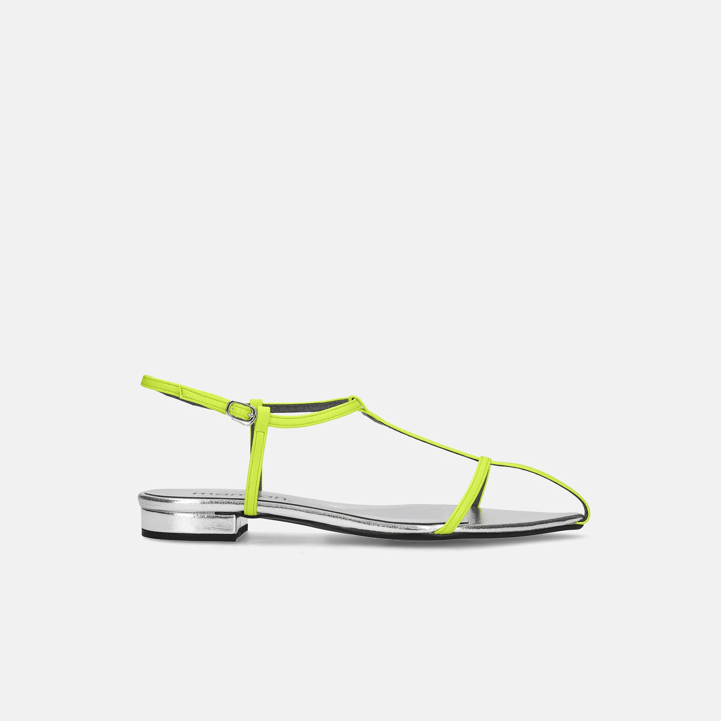 15%OFF: 2024SS: T-Strap Pointed Flat Sandals (m17001) Lime