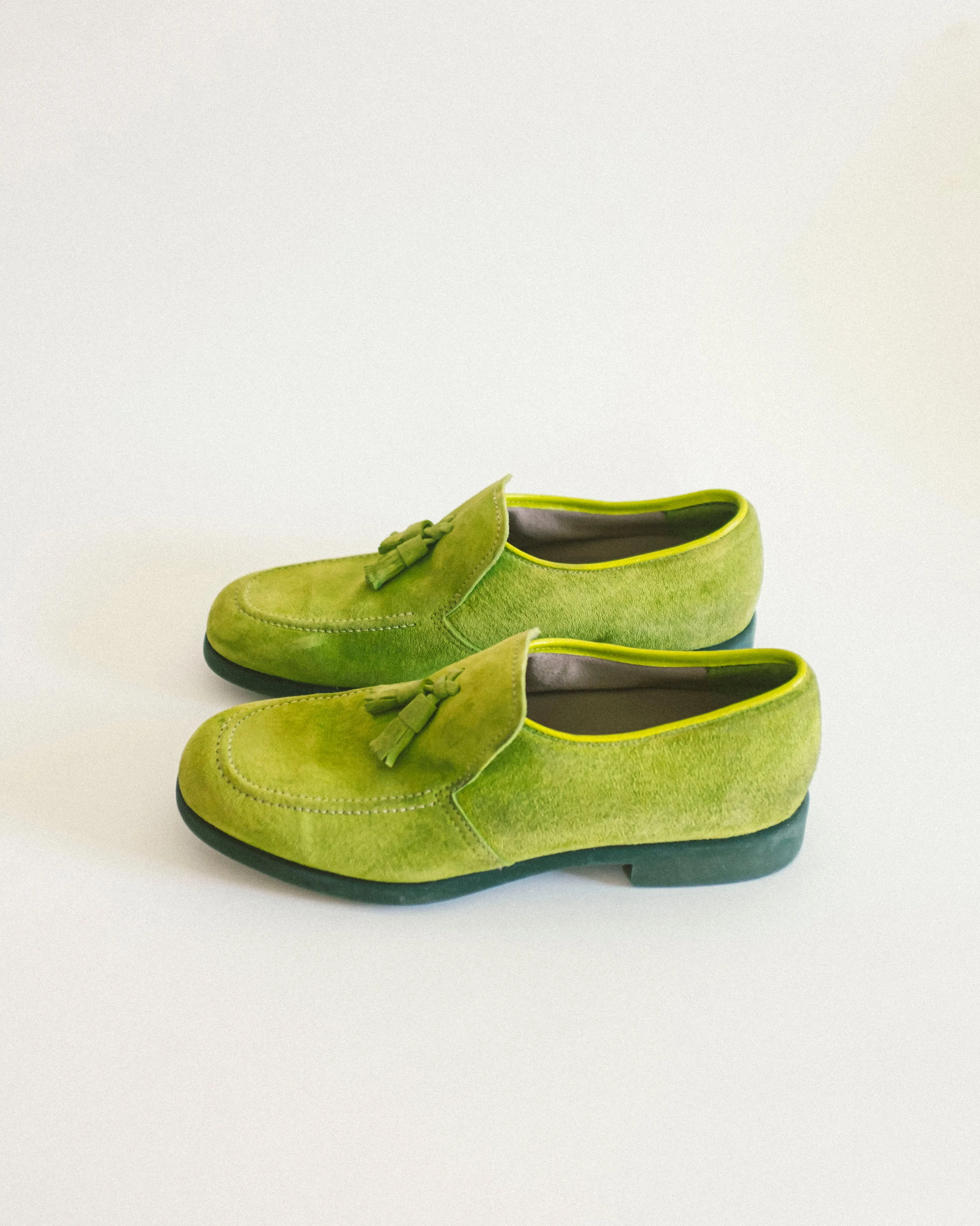 90's Lime Suede Loafers 9