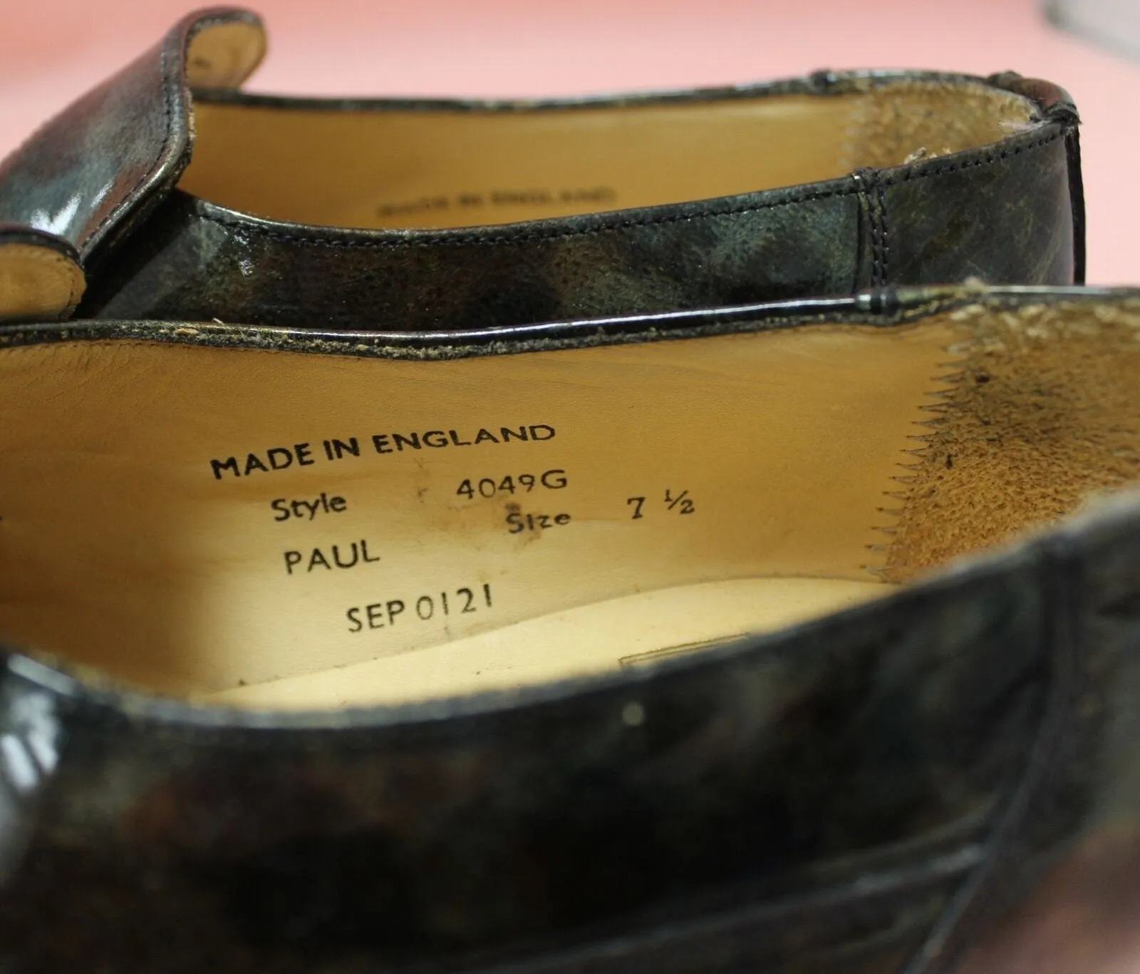 90s Sanders Patent Leather Loafers with Metallic Oil Slick Finish, Side Gore Slip On Shoes, UK 7.5 US8.5 EU41.5