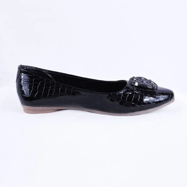 Adreen Patent Croc Black Ballet Flats