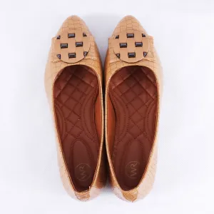 Adreen Patent Croc Tan Ballet Flats