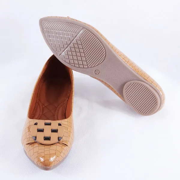 Adreen Patent Croc Tan Ballet Flats