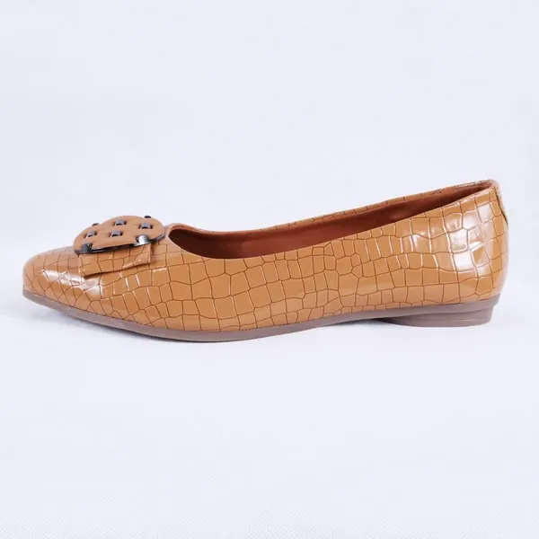 Adreen Patent Croc Tan Ballet Flats