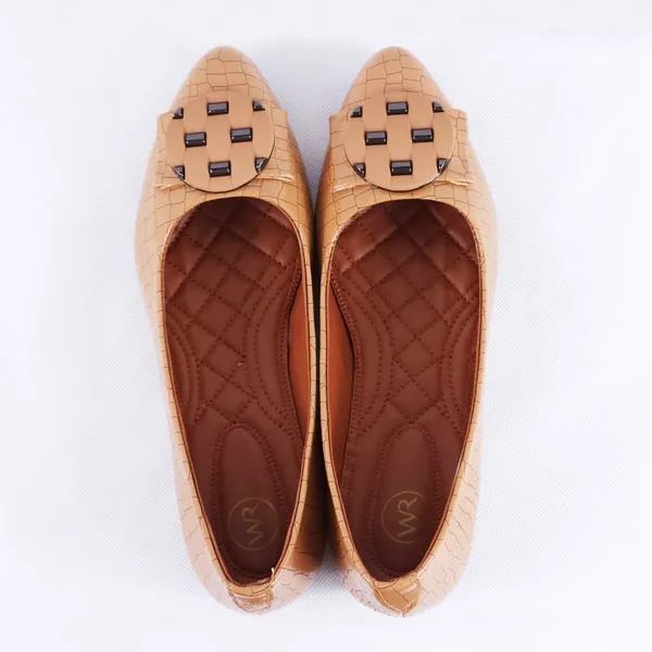 Adreen Patent Croc Tan Ballet Flats