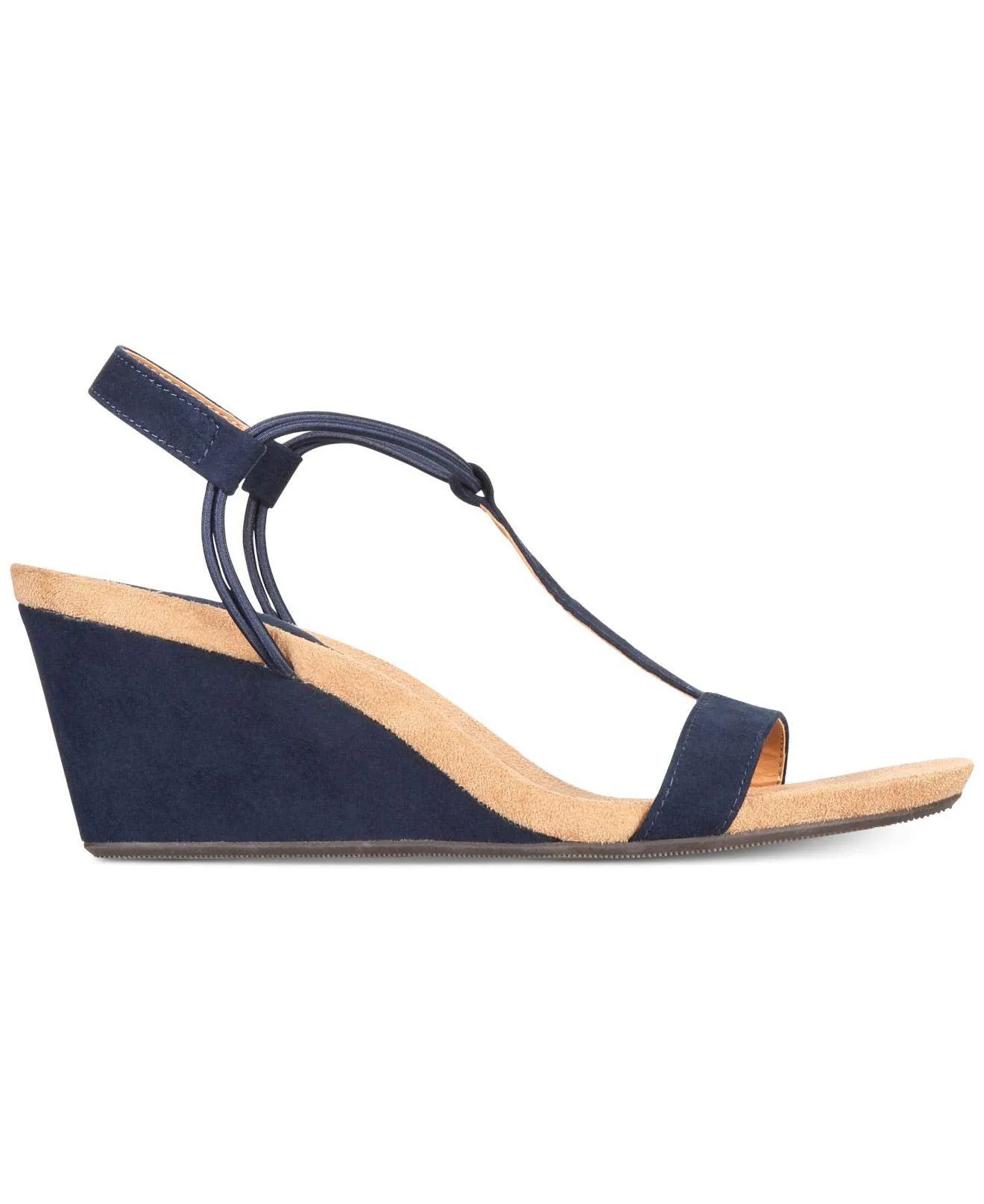 Alfani Style & Co. Womens Mulan T-strap Open Toe Wedge Sandals Navy 12 Medium (B,M)