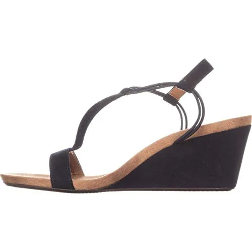 Alfani Style & Co. Womens Mulan T-strap Open Toe Wedge Sandals Navy 12 Medium (B,M)