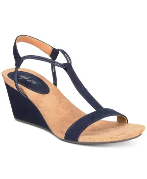Alfani Style & Co. Womens Mulan T-strap Open Toe Wedge Sandals Navy 12 Medium (B,M)