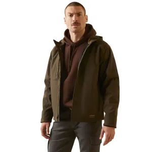 Ariat 10046665 Men's Rebar Stretch Canvas Softshell Hooded Logo Jacket - Wren/Black