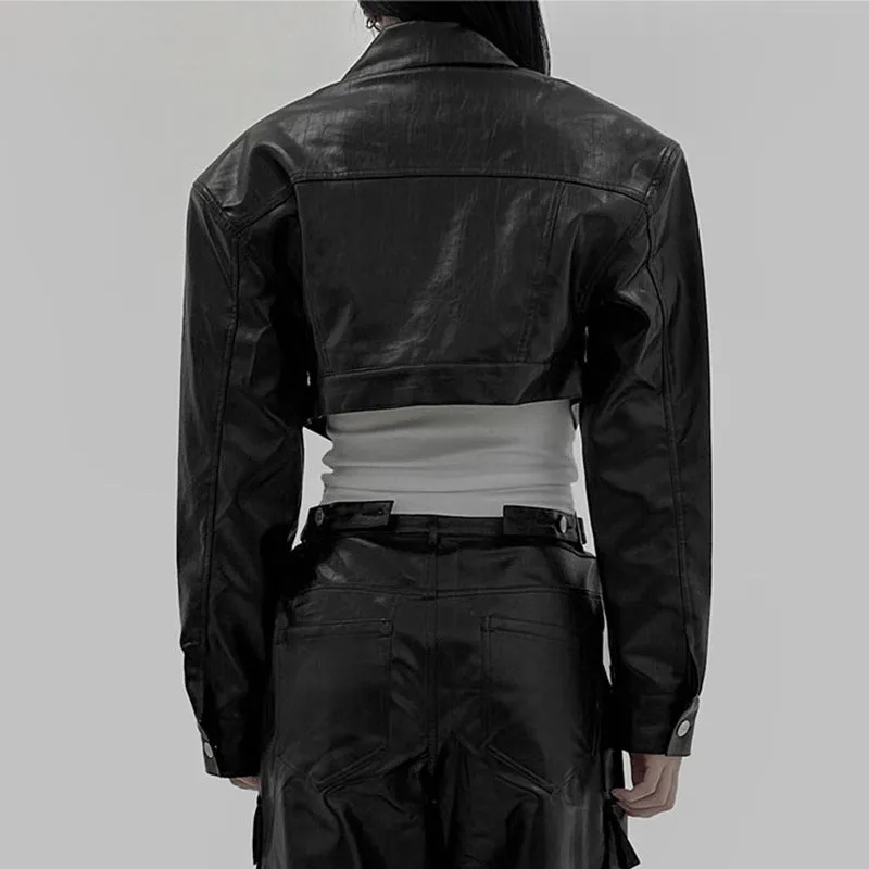 Black Cropped Leather Jacket