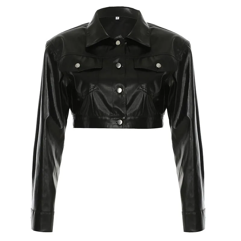 Black Cropped Leather Jacket