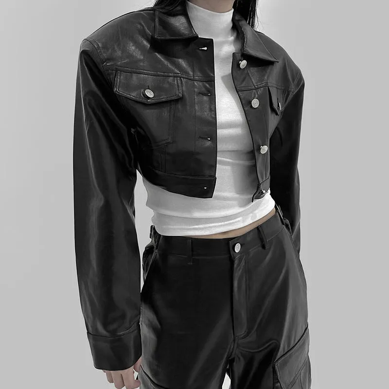 Black Cropped Leather Jacket