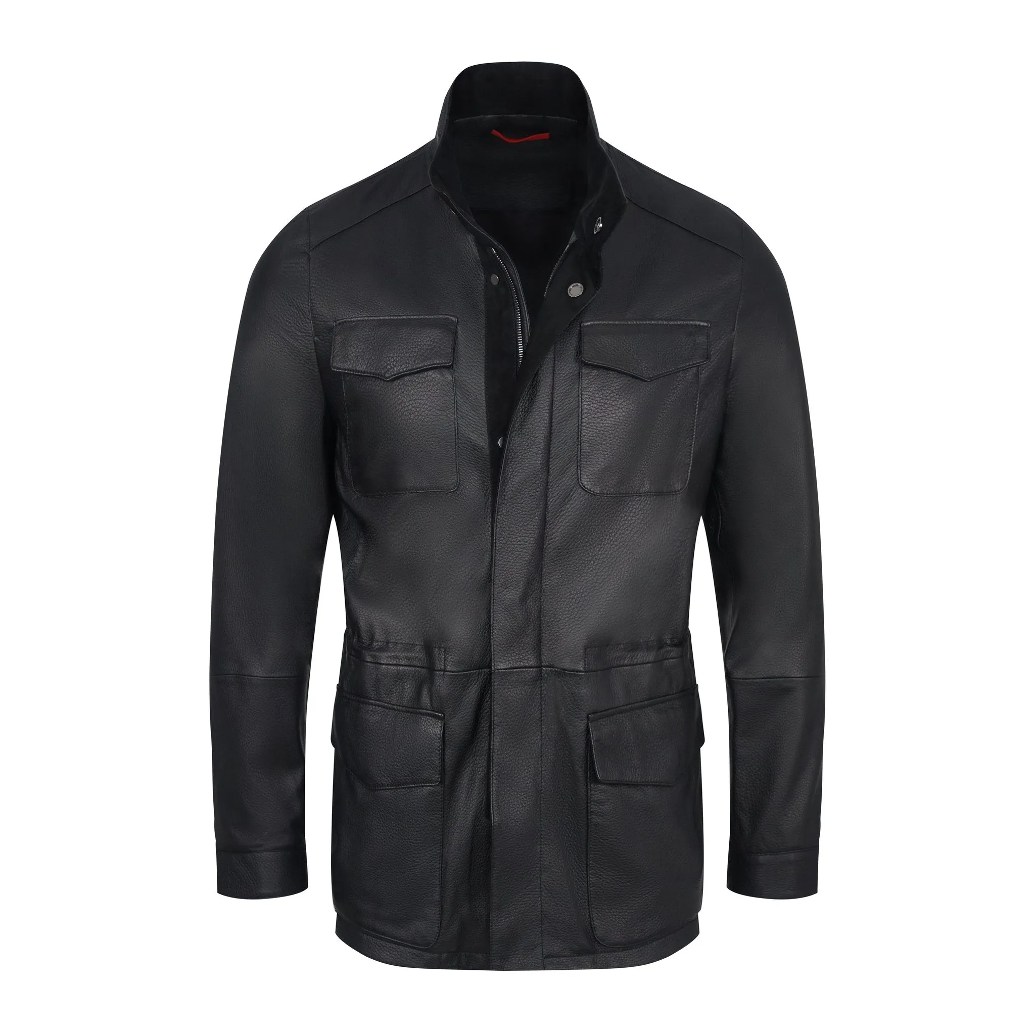 Black Leather Safari Style Jacket