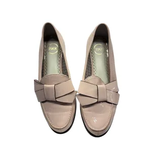 Blush Pink Patent Leather Loafers With Bow Detail By 1901 #7650