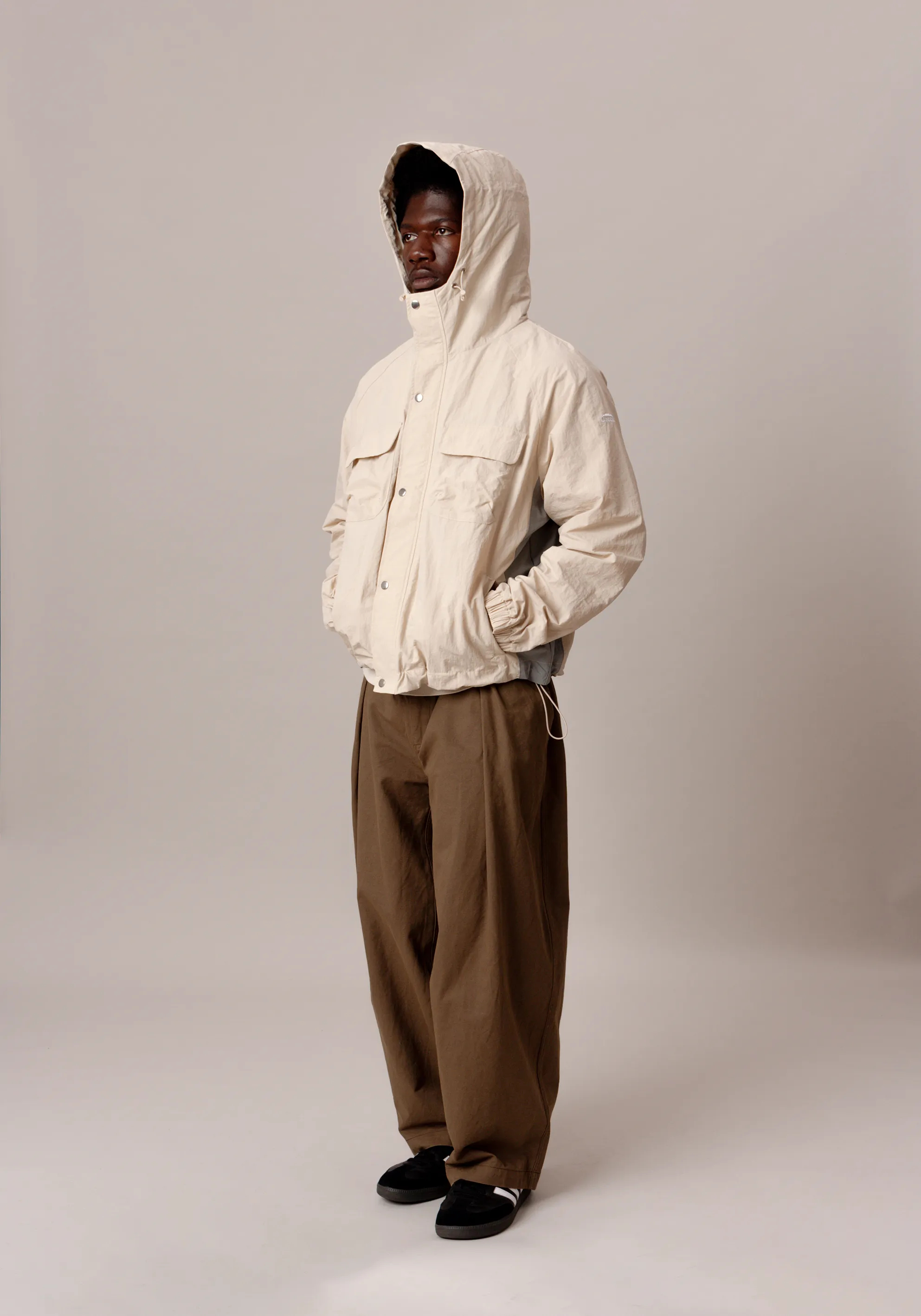 Boxy Wading Anorak Butter Cream/Grey