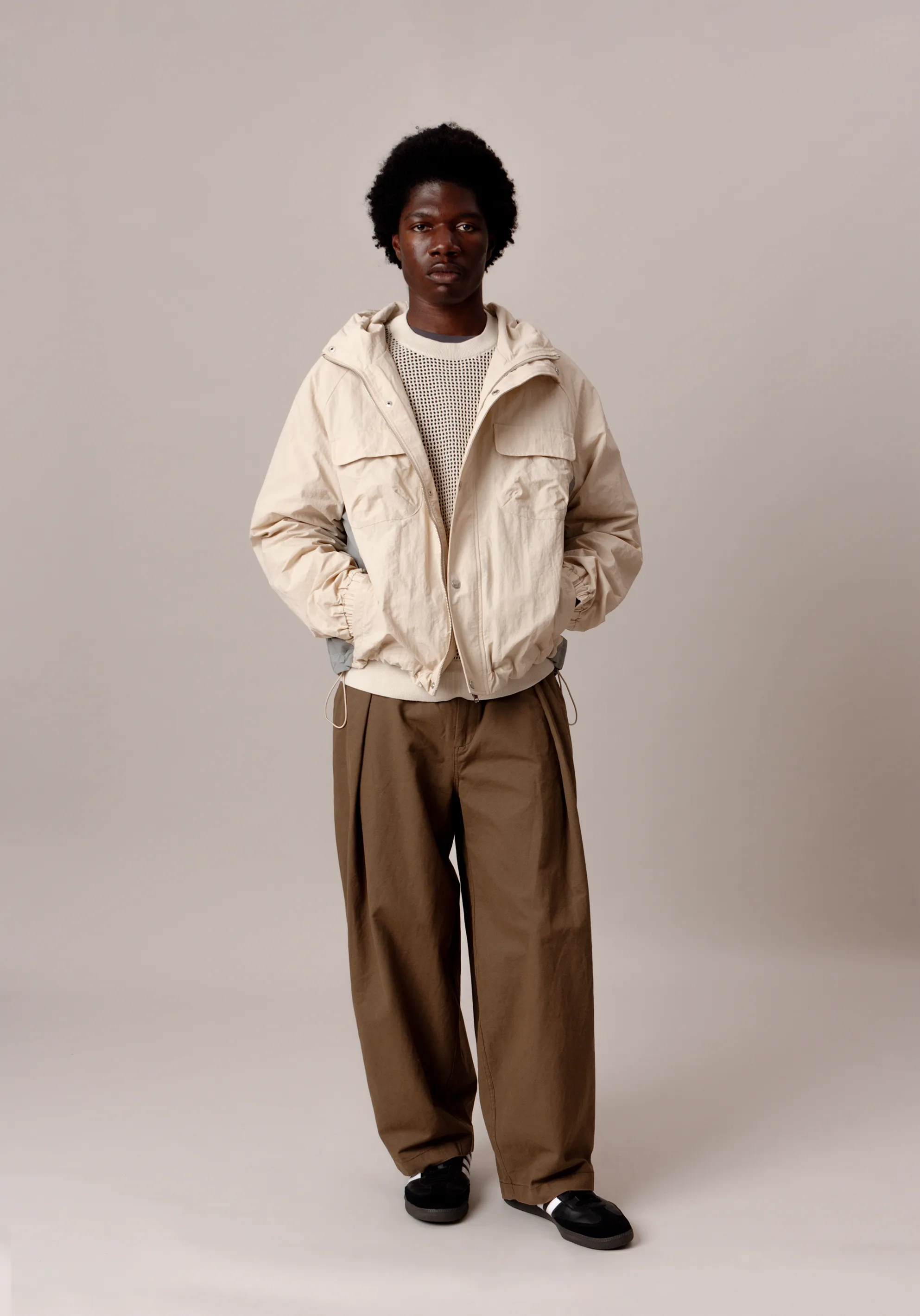 Boxy Wading Anorak Butter Cream/Grey