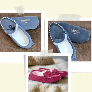 British Made Sheepskin Moccasin Slippers - Cosy Contemporary Colours - The Waveney