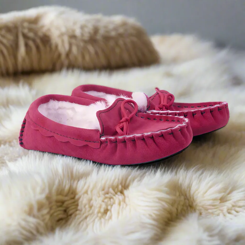 British Made Sheepskin Moccasin Slippers - Cosy Contemporary Colours - The Waveney