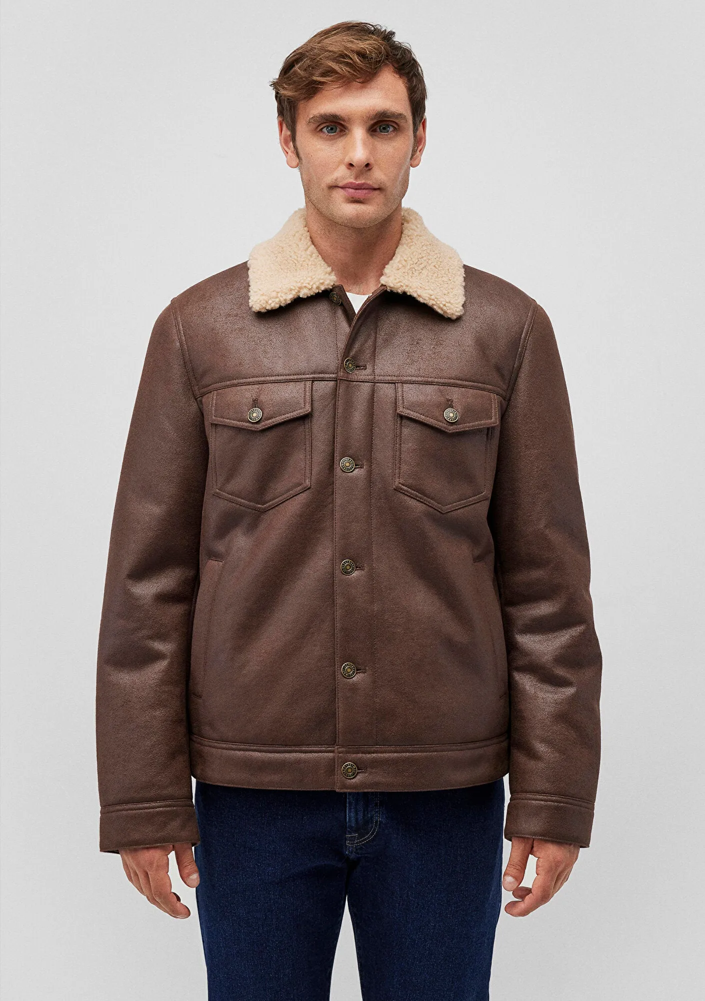 Brown Faux Leather Jacket