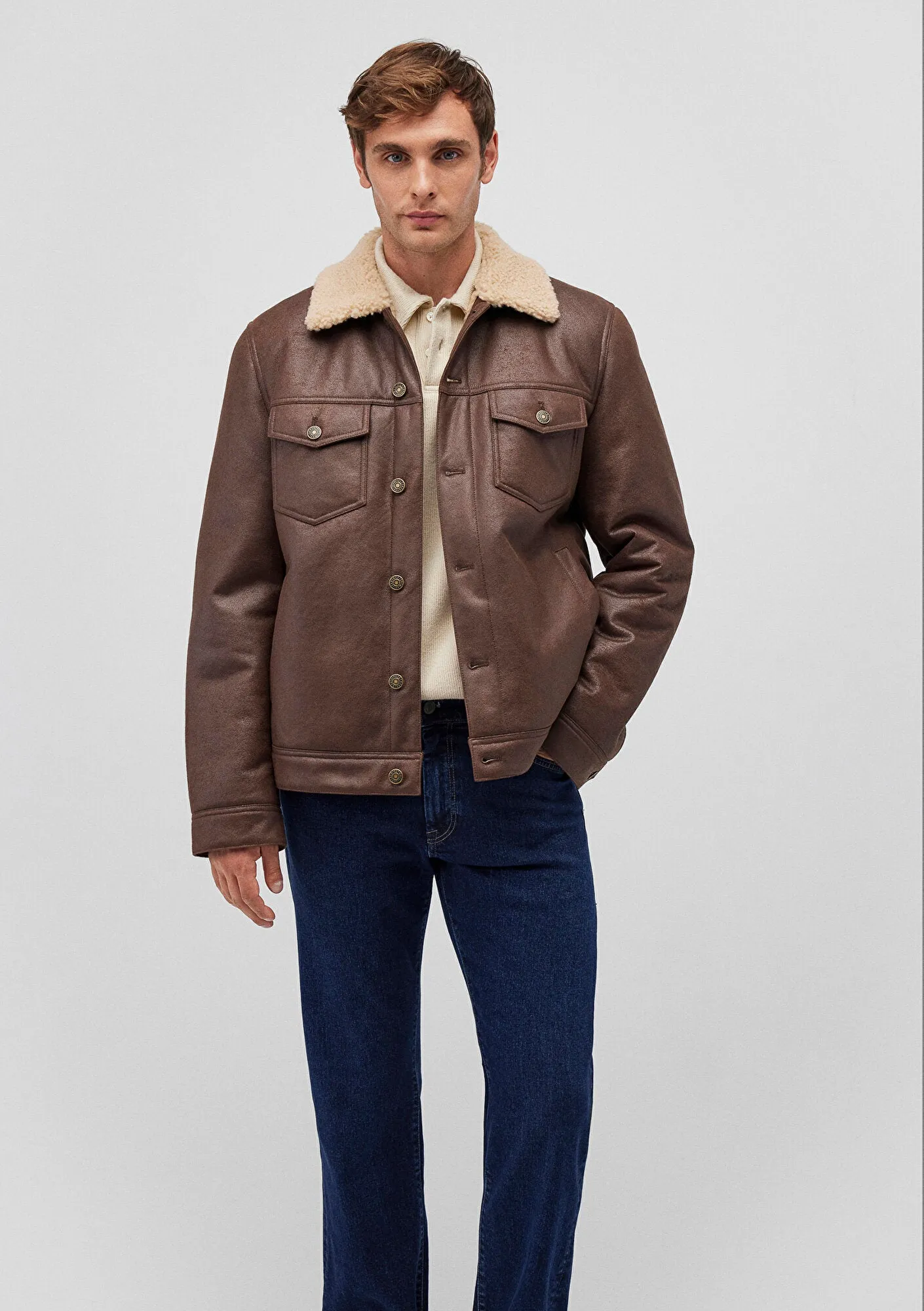 Brown Faux Leather Jacket