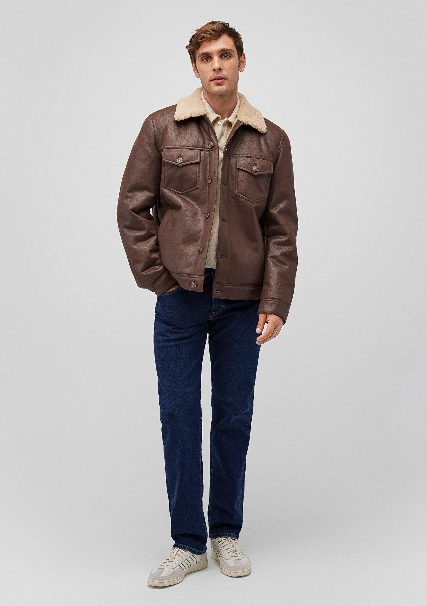 Brown Faux Leather Jacket