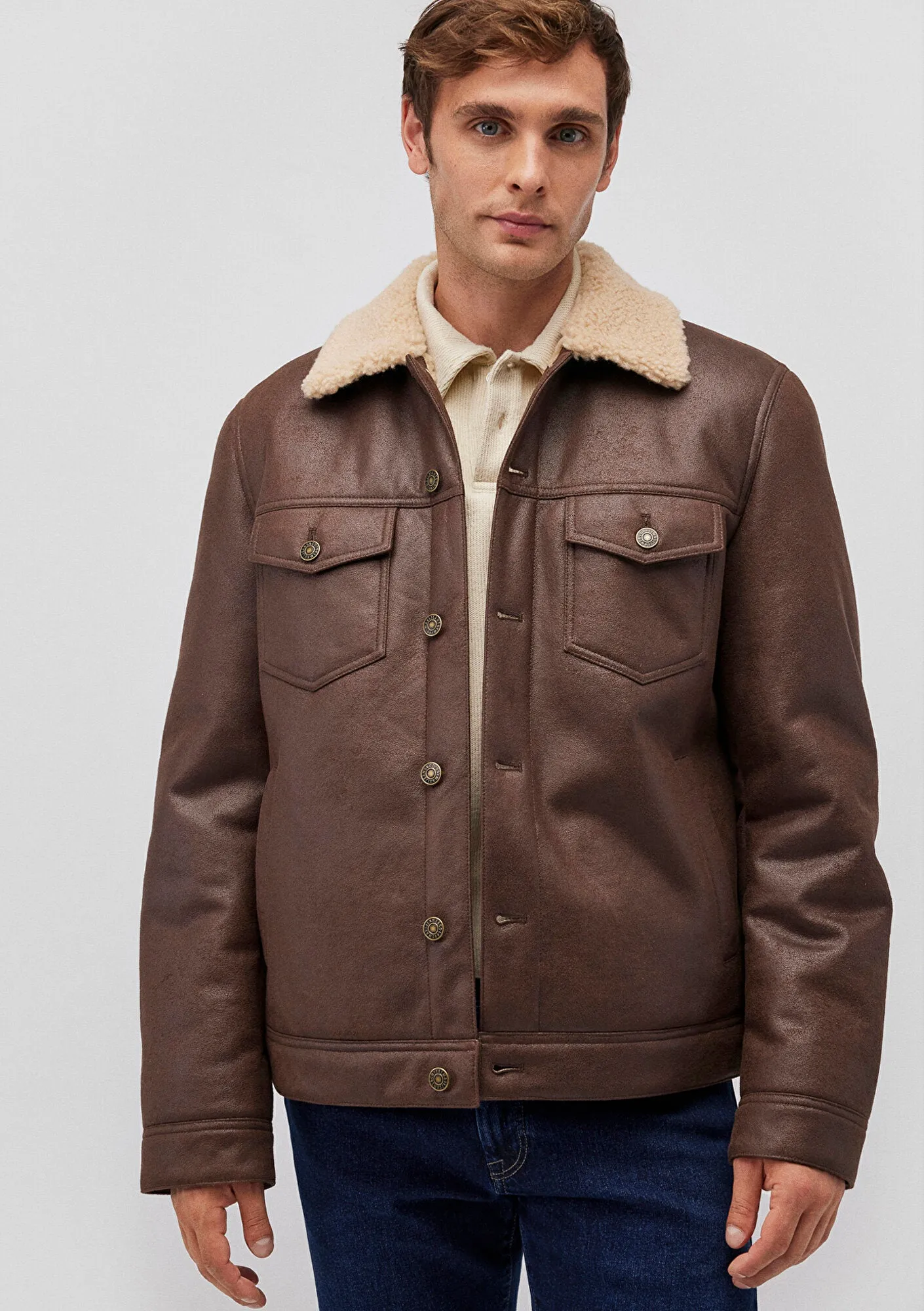 Brown Faux Leather Jacket
