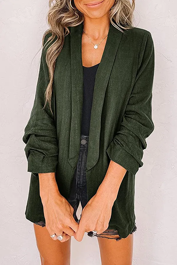 Casual Elegant Solid Patchwork Pocket Turndown Collar Outerwear(12 Colors)