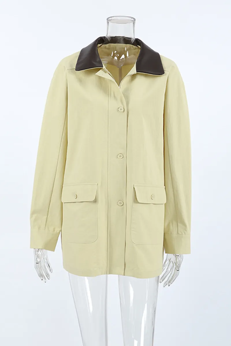 Casual Pocket Buttons Turndown Collar Outerwear