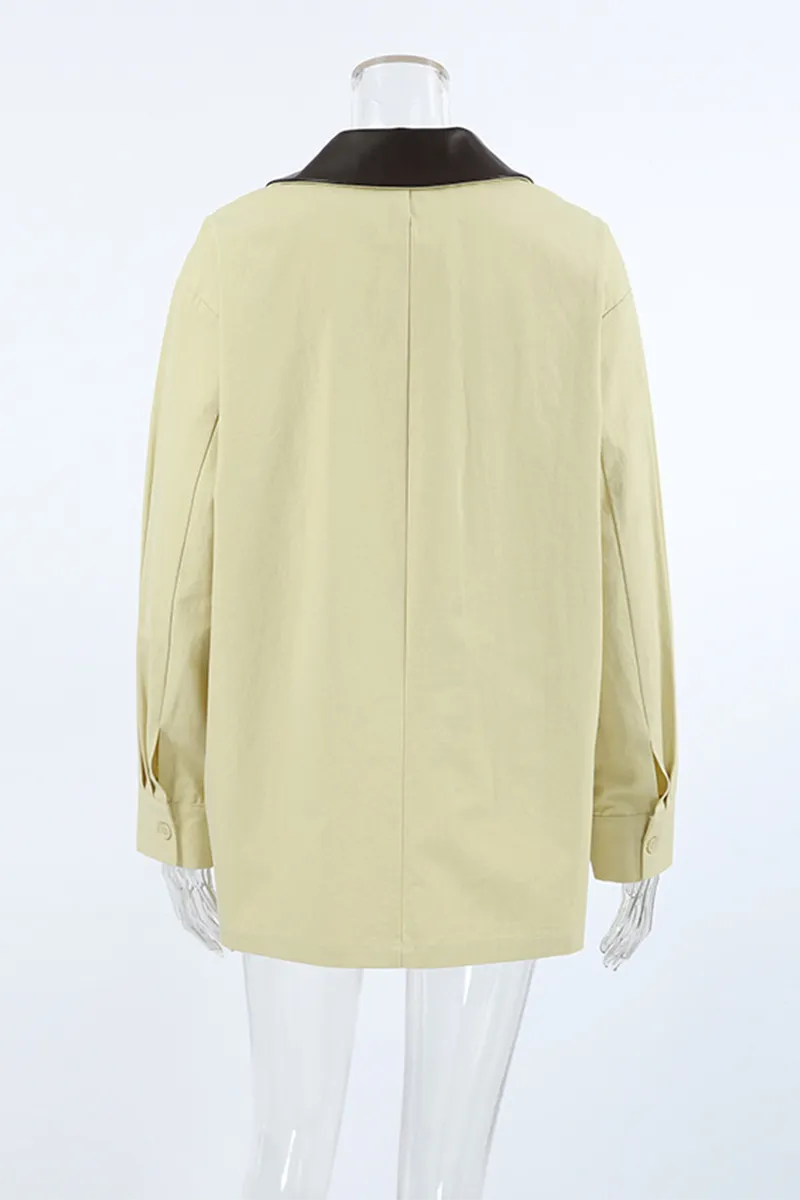 Casual Pocket Buttons Turndown Collar Outerwear