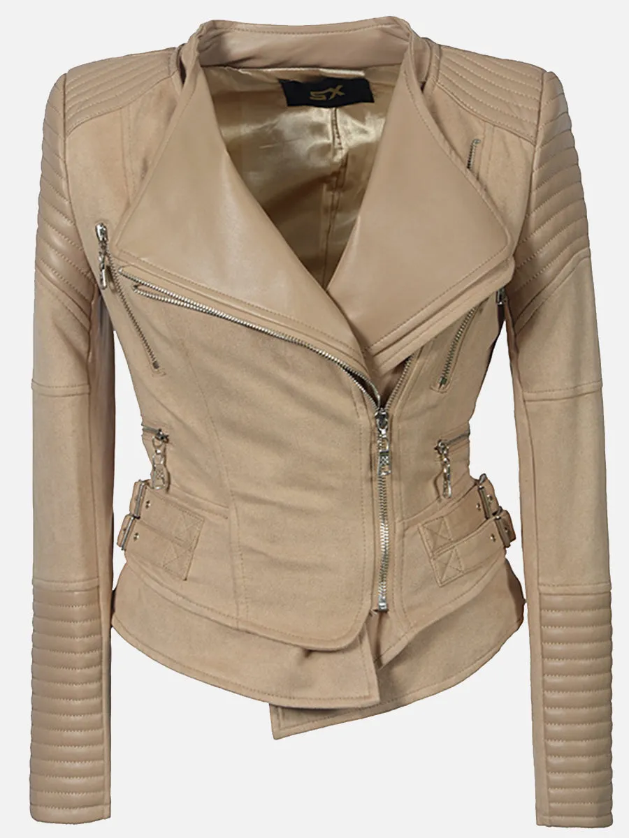 Casual Solid Patchwork Turndown Collar Outerwear