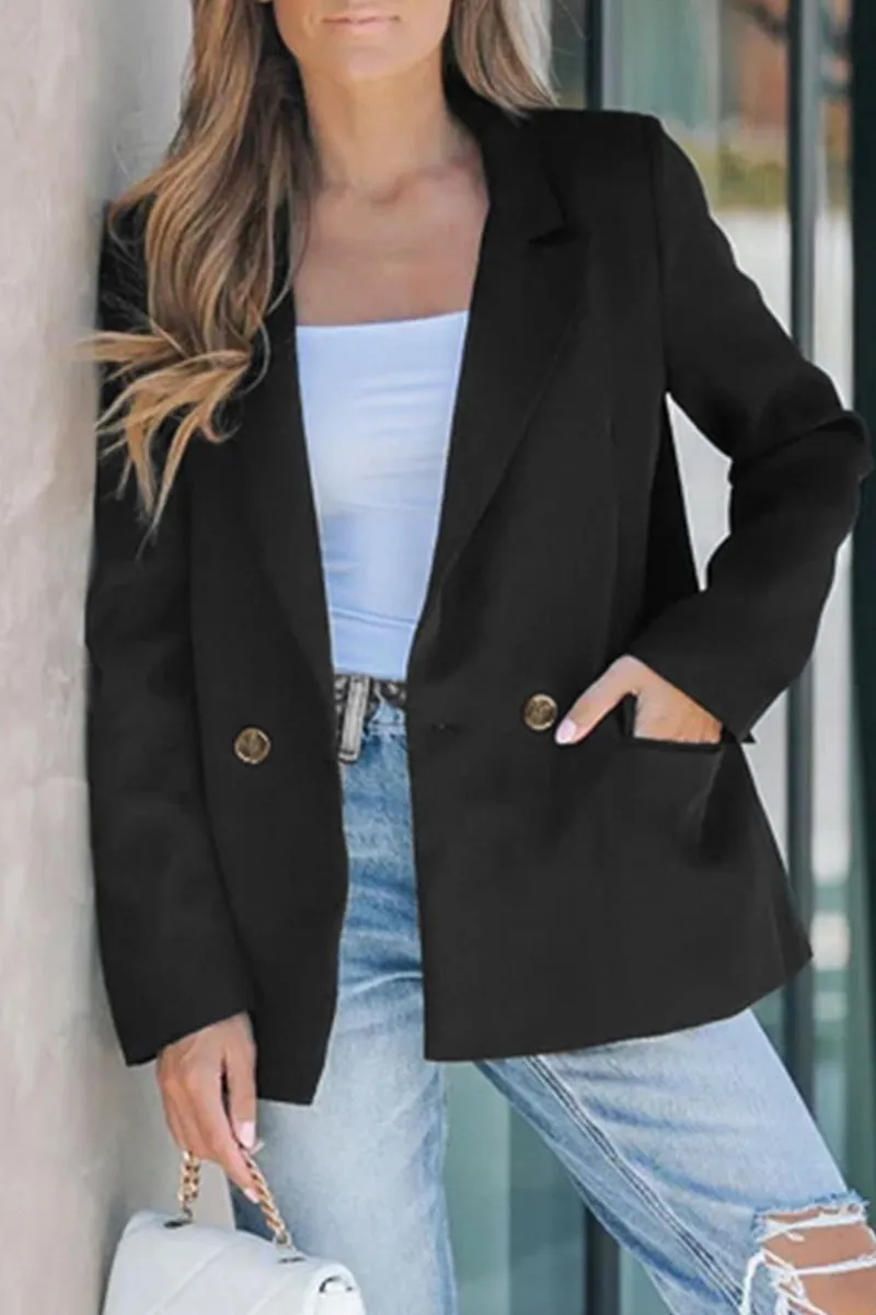 Casual Street Buttons Turn-back Collar Outerwear