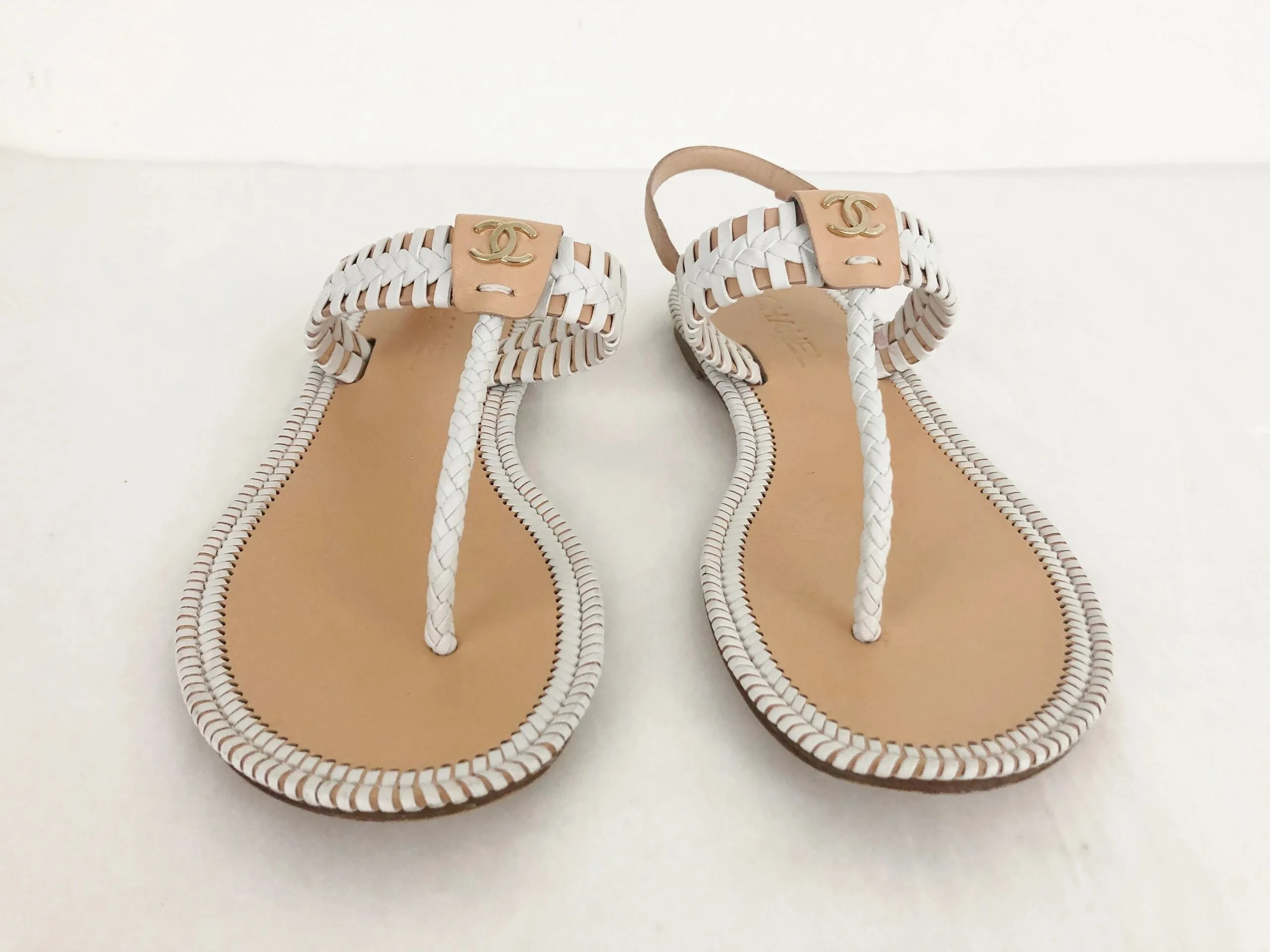 Chanel Whip-Stitch T-Strap Sandal Size 41