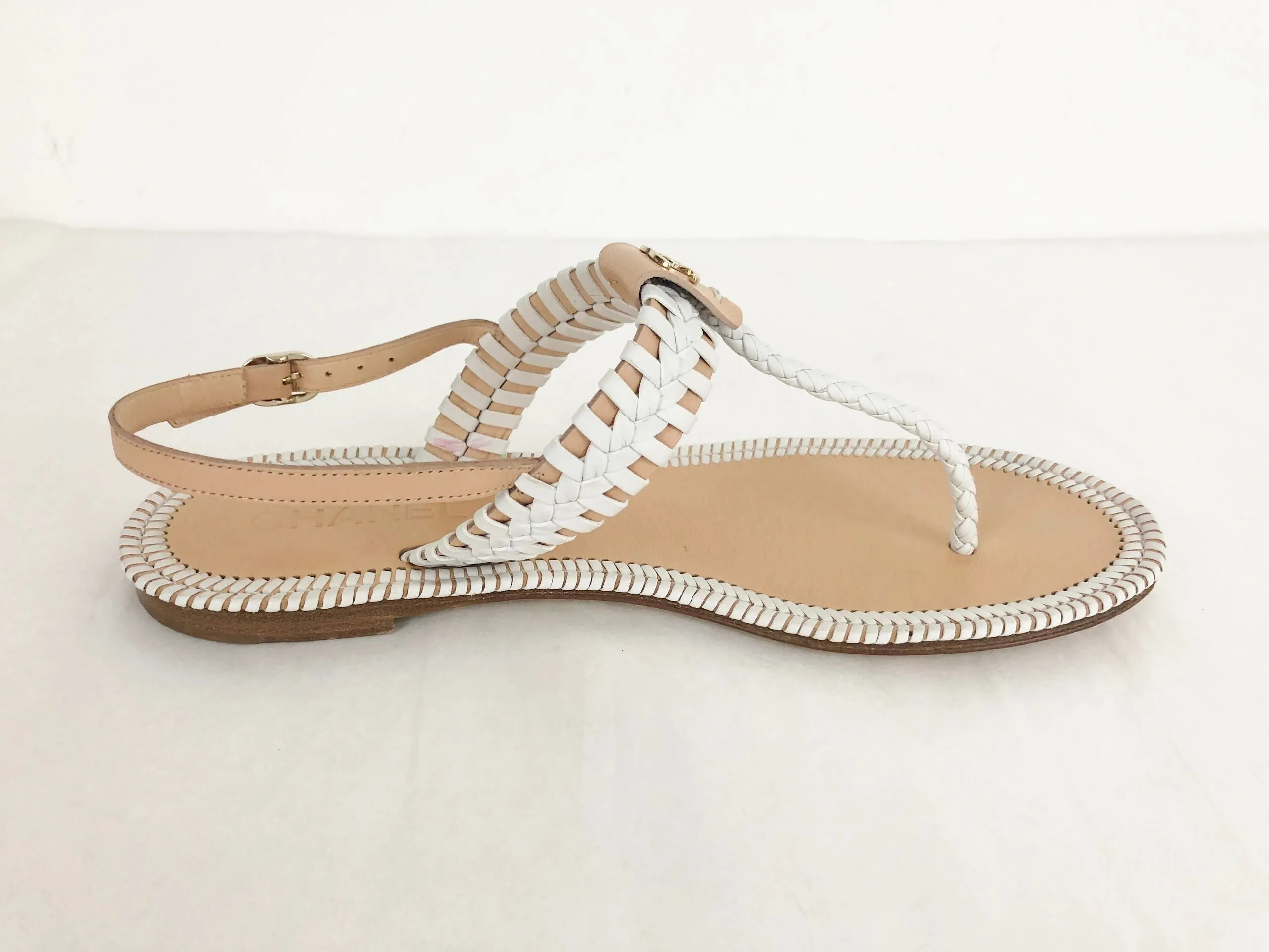 Chanel Whip-Stitch T-Strap Sandal Size 41