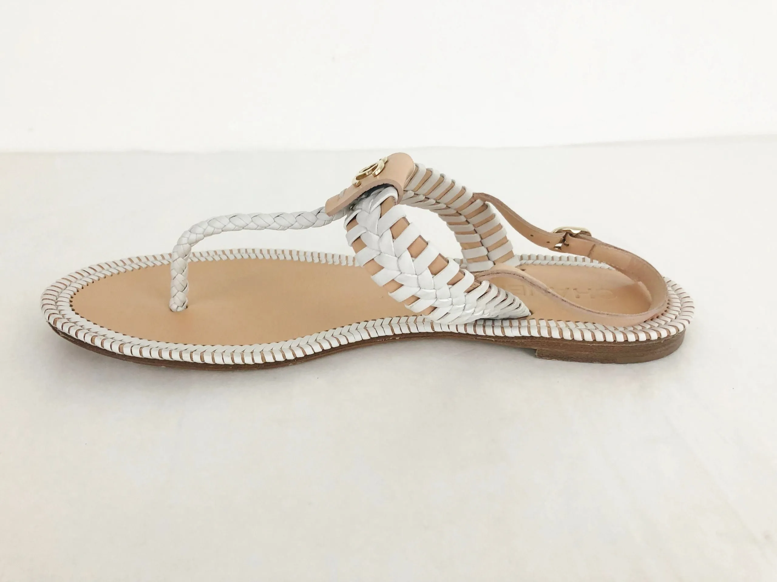 Chanel Whip-Stitch T-Strap Sandal Size 41