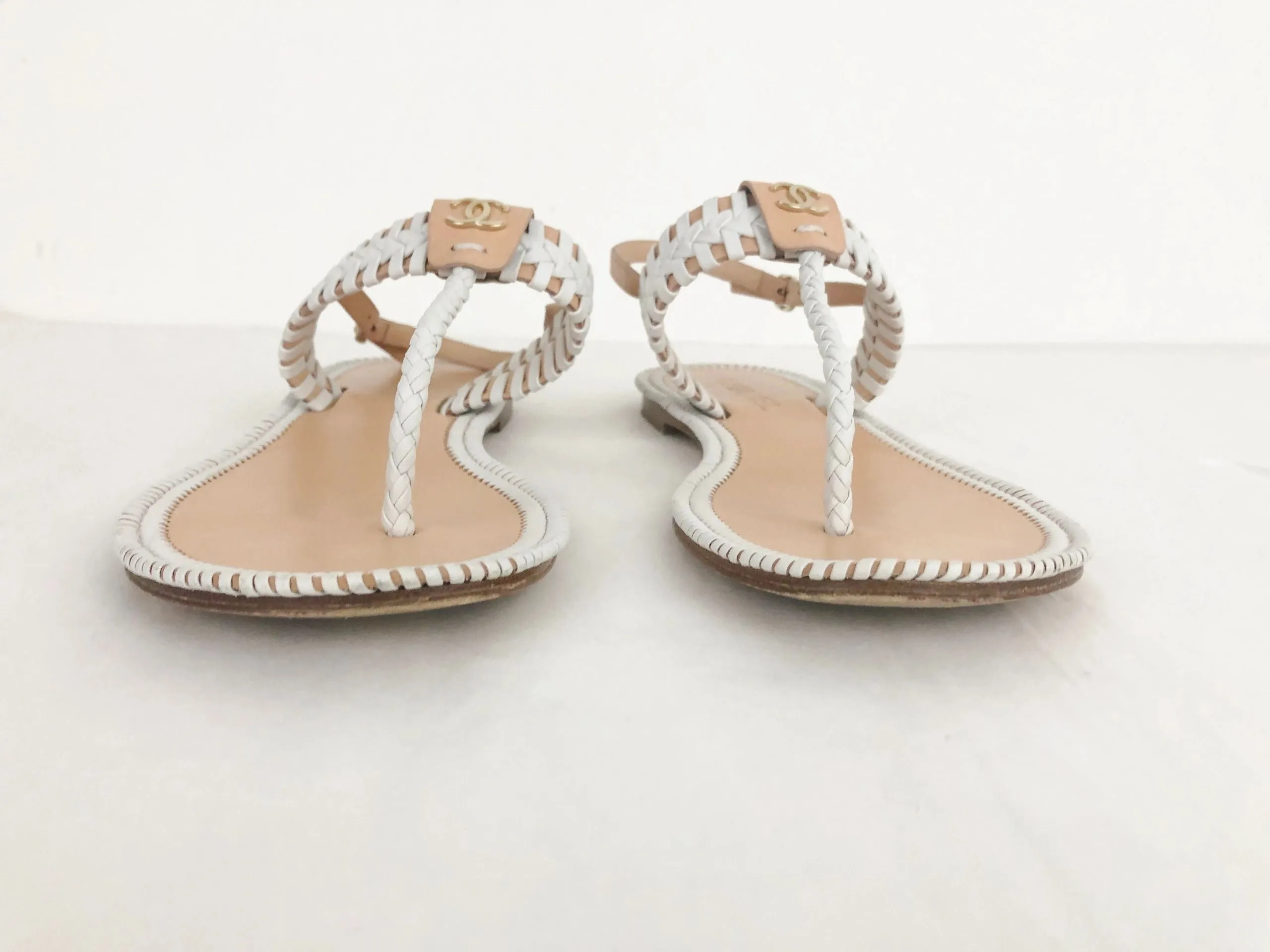 Chanel Whip-Stitch T-Strap Sandal Size 41