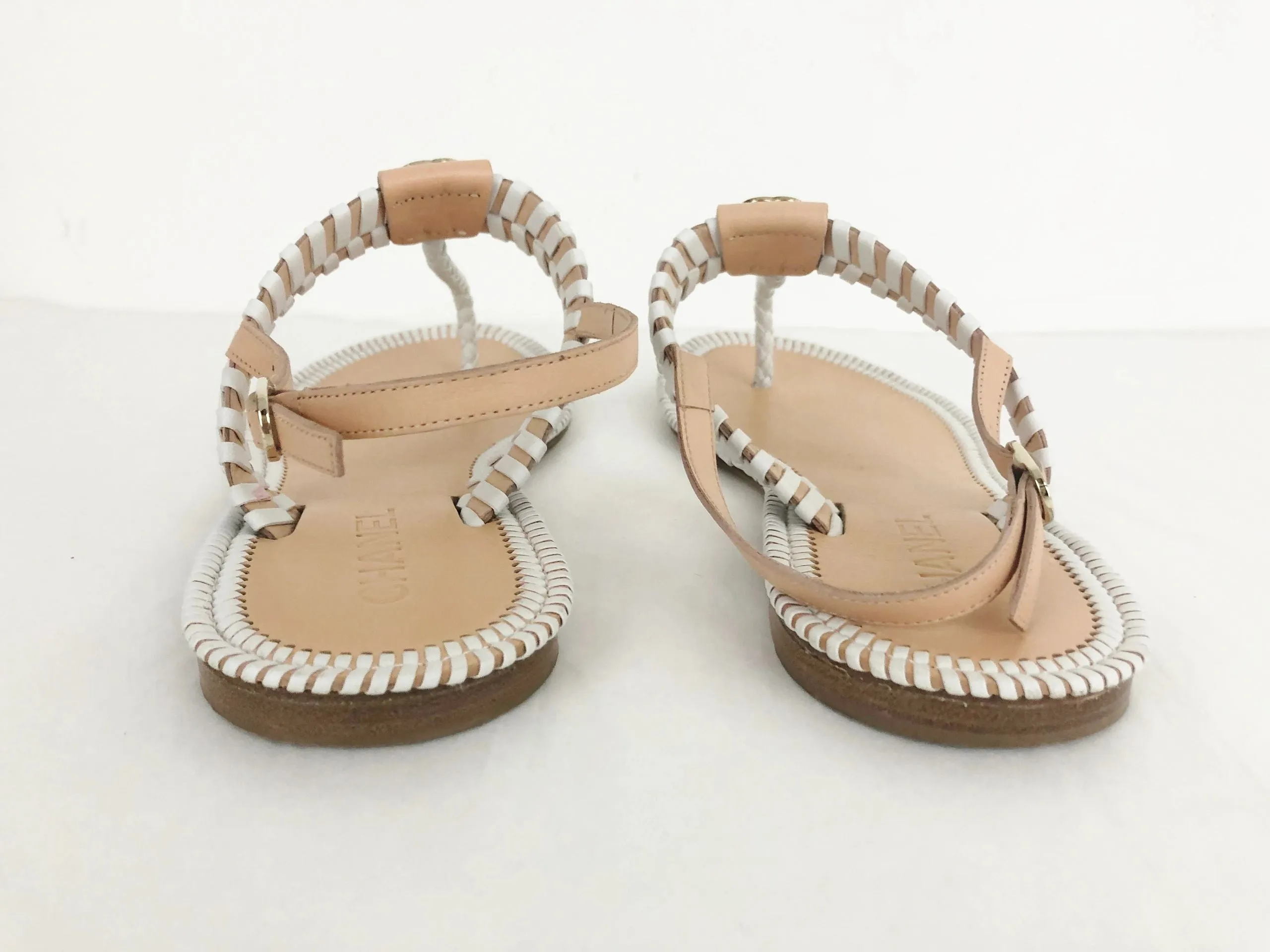 Chanel Whip-Stitch T-Strap Sandal Size 41