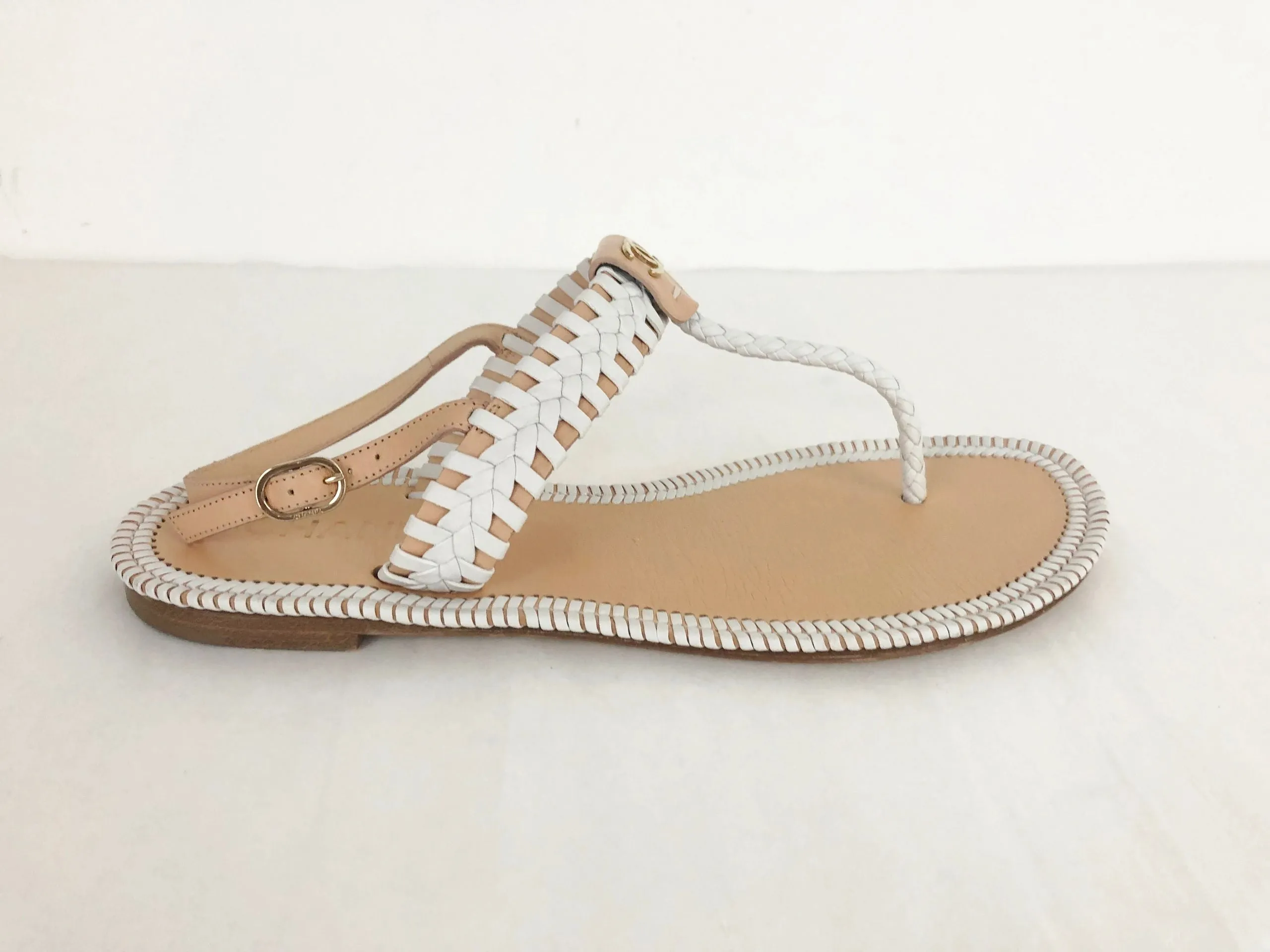 Chanel Whip-Stitch T-Strap Sandal Size 41