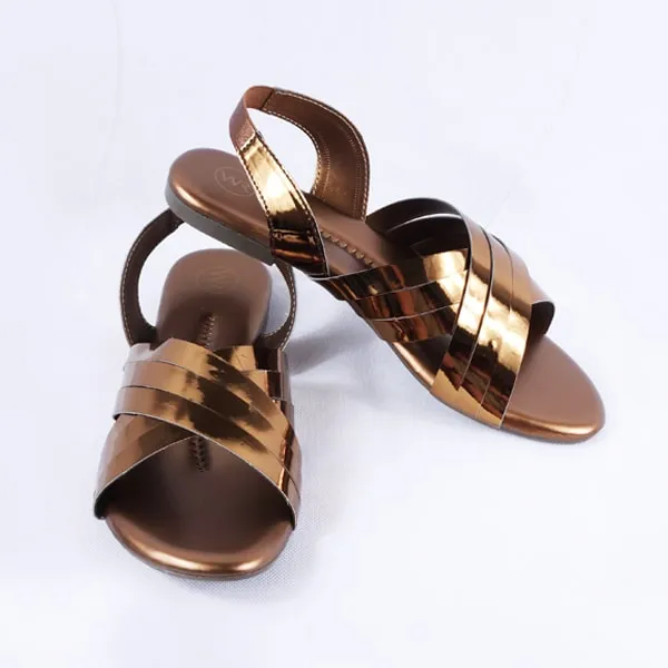 Cindal Gold Sandals Flat