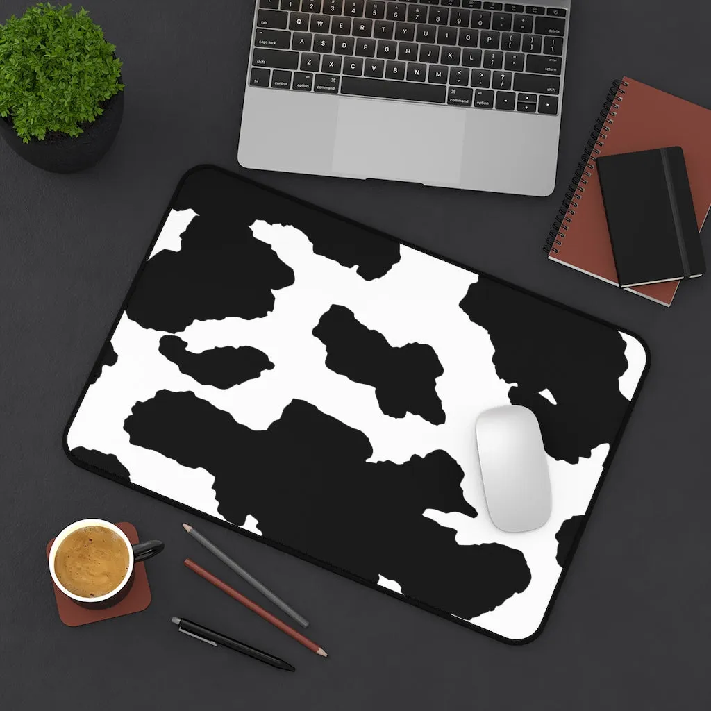 Cow Hide Print Black and White Desk Mat Keyboard Pad
