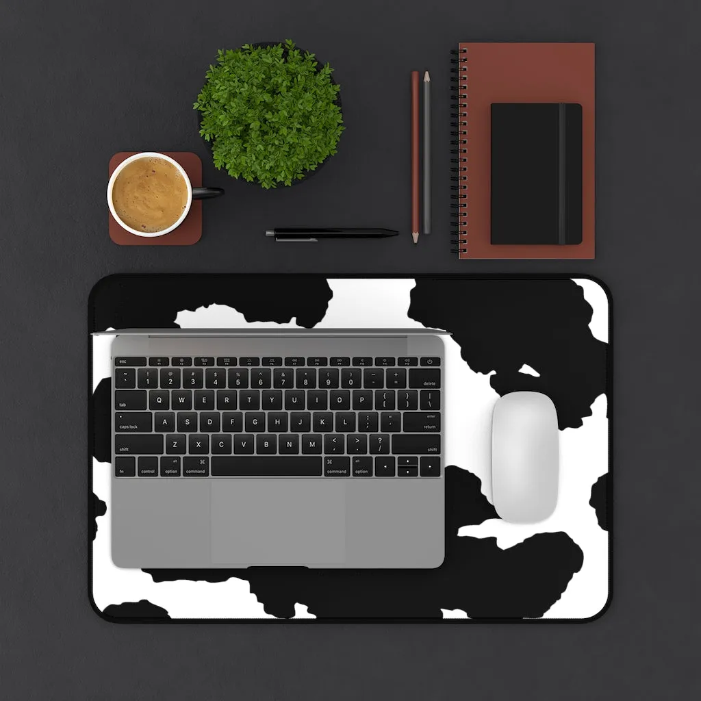 Cow Hide Print Black and White Desk Mat Keyboard Pad