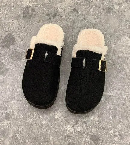 Cozy Shearling-Lined Mule Slippers |