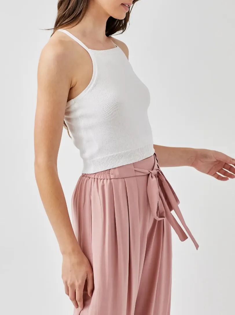 Criss Cross Strap Back Drawstring Sweater Top