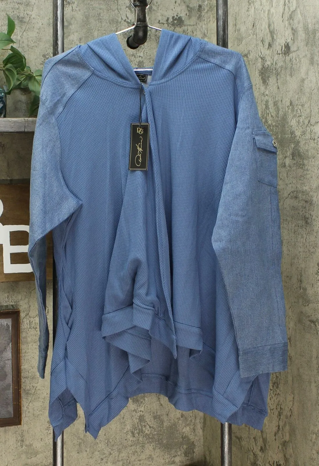 DG2 by Diane Gilman Women's Plus Size Twill Knit Combo Draped Jacket