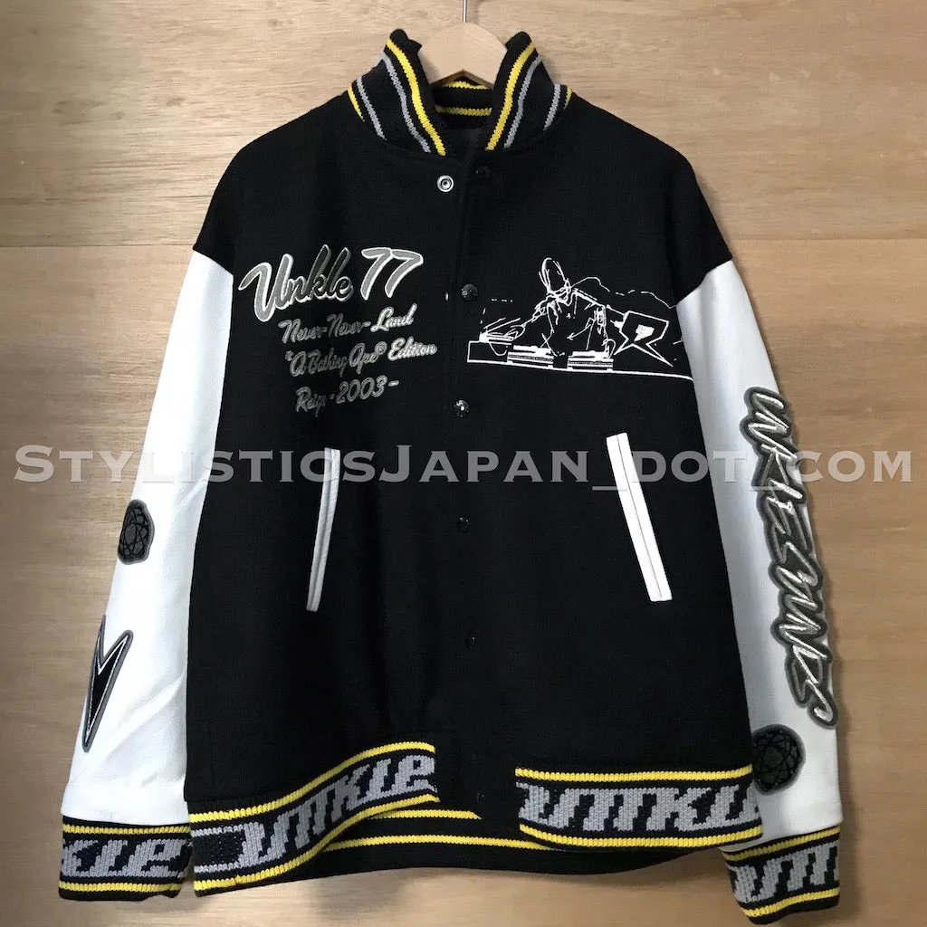 DS! A Bathing Ape Bape x Unkle Wool/Leather Stadium Jacket M~L/XL