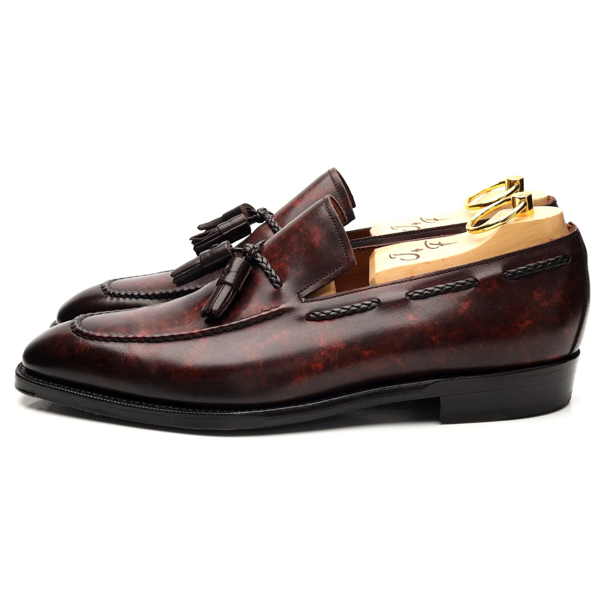 'Eskapa' Brown Museum Leather Tassel Loafers UK 7.5 E