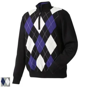 FootJoy Performance Half Zip Lined Sweaters (Previous Season Style) S Black/Purple/White argyle (#232