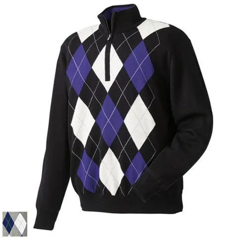 FootJoy Performance Half Zip Lined Sweaters (Previous Season Style) S Black/Purple/White argyle (#232