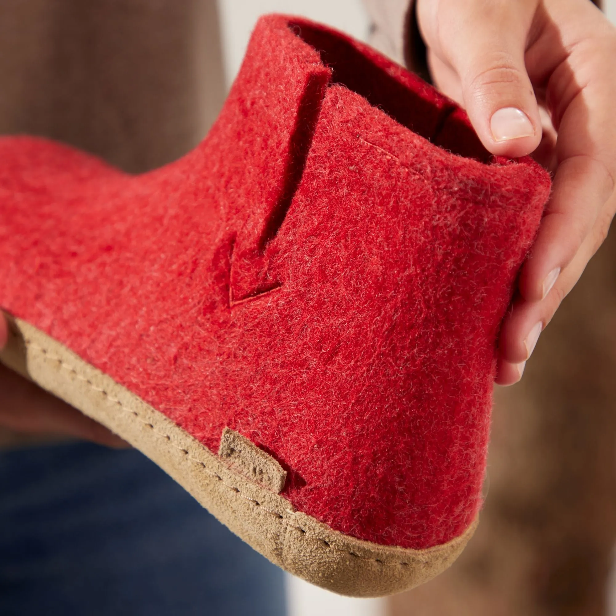 Glerups Boot Red - 100% Wool Felt Slippers for Comfort & Style