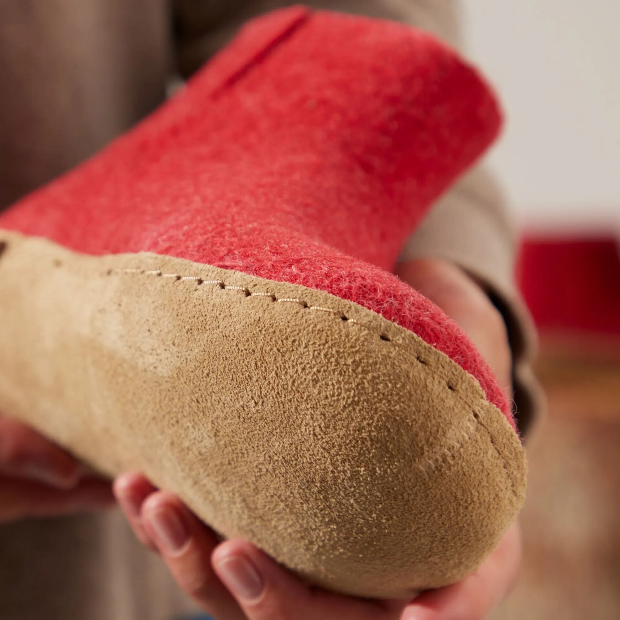 Glerups Boot Red - 100% Wool Felt Slippers for Comfort & Style