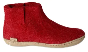 Glerups Boot Red - 100% Wool Felt Slippers for Comfort & Style